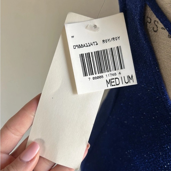 Vintage Y2K City Triangles Blue Glitter Midi Dress M Whimsigoth Fairy USA NWT - Picture 5 of 14